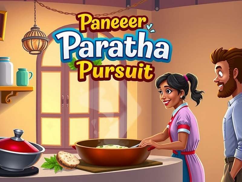 Paneer Paratha Pursuit game banner featuring vibrant Indian kitchen